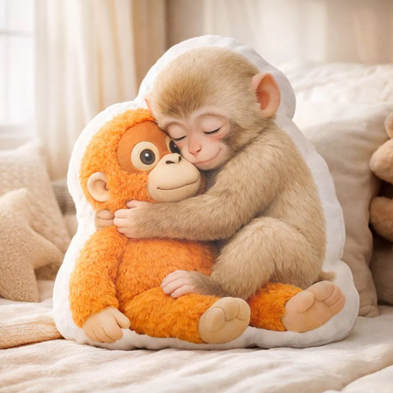 Cute Baby Monkey Hugging Plush Toy Soft Decorative Gift for Kids Room Punch Monkey Pillow Gifts for Emotional Comfort