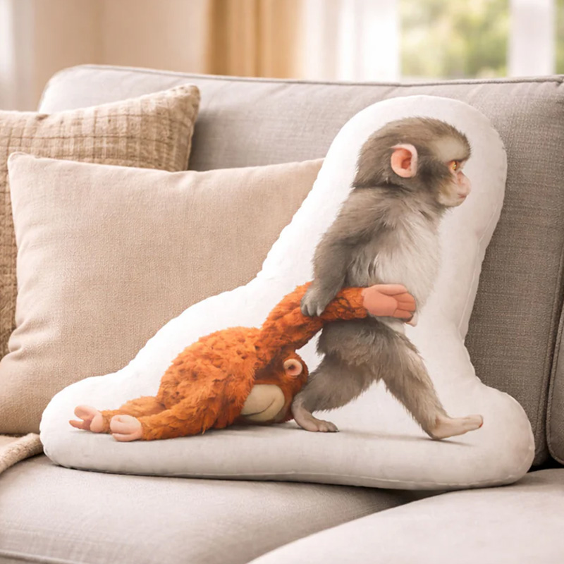Punch Monkey with Toy Soft Plush Decorative Gift for Home Sofa Punch Monkey Pillow Gifts for Emotional Comfort