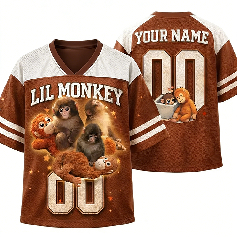  Personalized "Lil Monkey" Mesh Football Jersey Custom Name & Number for Animal Enthusiasts