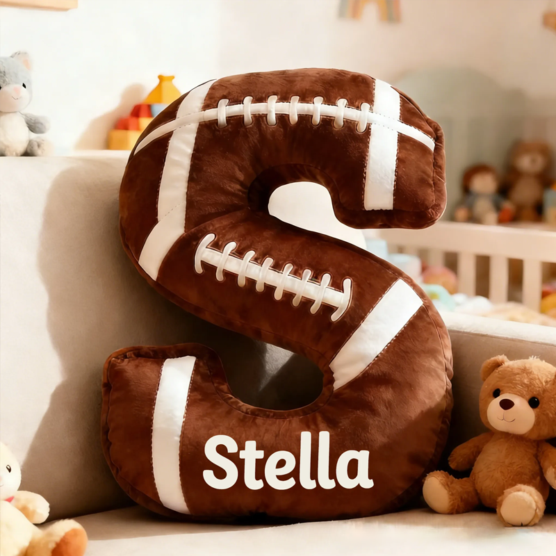 Personalized Football Letter Pillow with Custom Name for Kids or Sports Fans