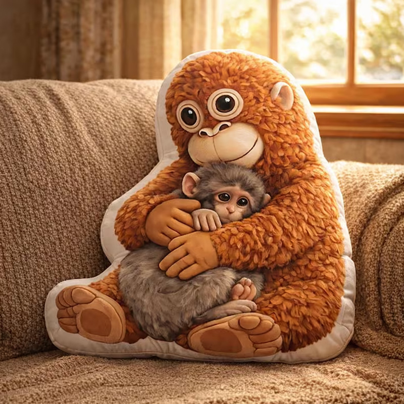 Cute Monkey Hugging Plush Friend Soft Cozy Home Decor Gift Cushion Punch Monkey Pillow Gifts for Emotional Comfort
