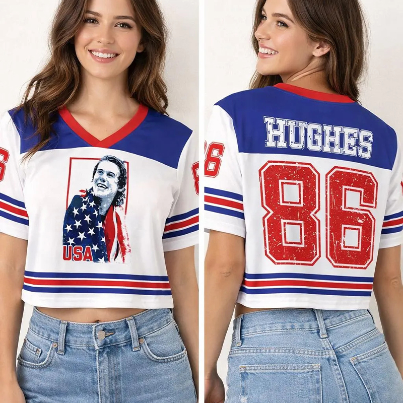 USA Hockey Crop Top Jersey, Personalized Patriotic Fan Shirt, Gameday Outfit