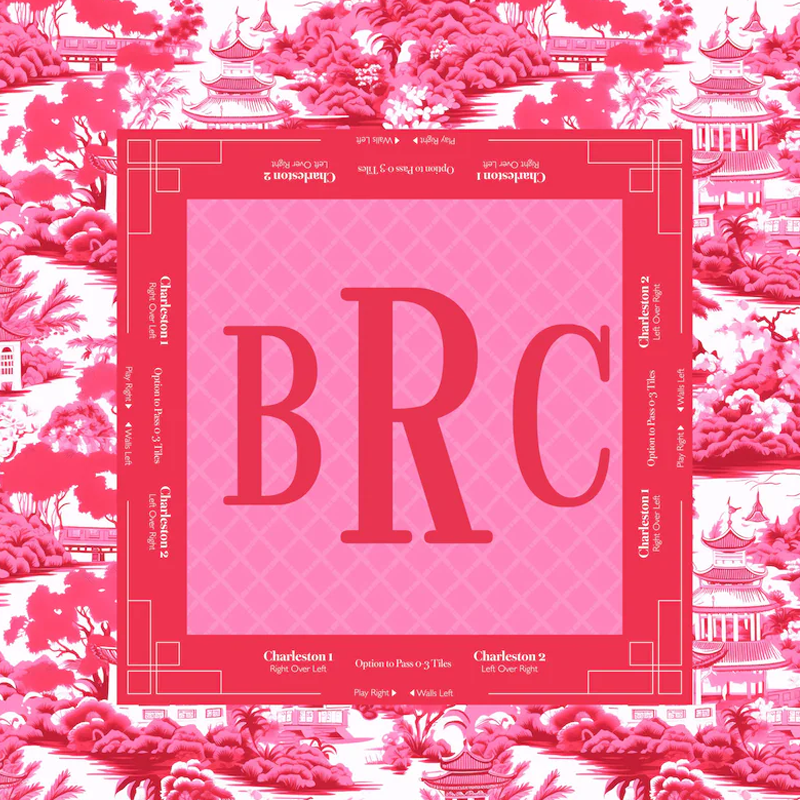 Personalized Pink Toile Monogrammed Mahjong Mat Custom Name Waterproof Non Slip Elegant Table Protector Gift Mahjong Mat