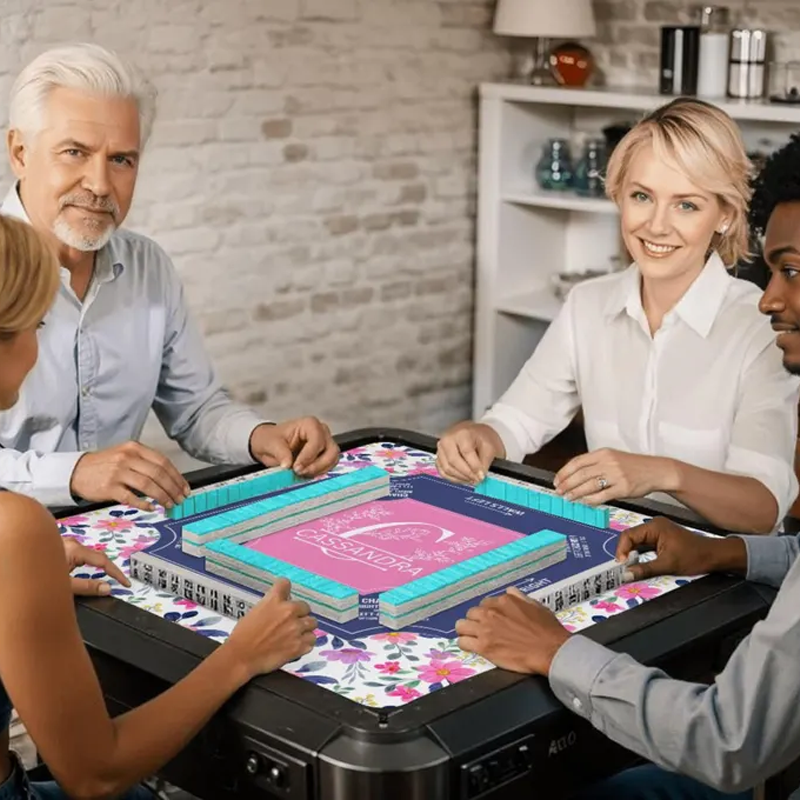 Personalized Monogram Mahjong Mat Custom Name Waterproof Non Slip Elegant Table Protector Gift Mahjong Mat