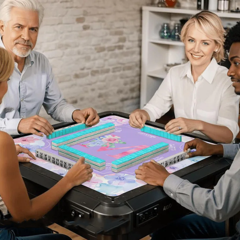 Personalized Monogram Flower Letter Mahjong Mat Custom Name Waterproof Non Slip Elegant Table Protector Gift Mahjong Mat