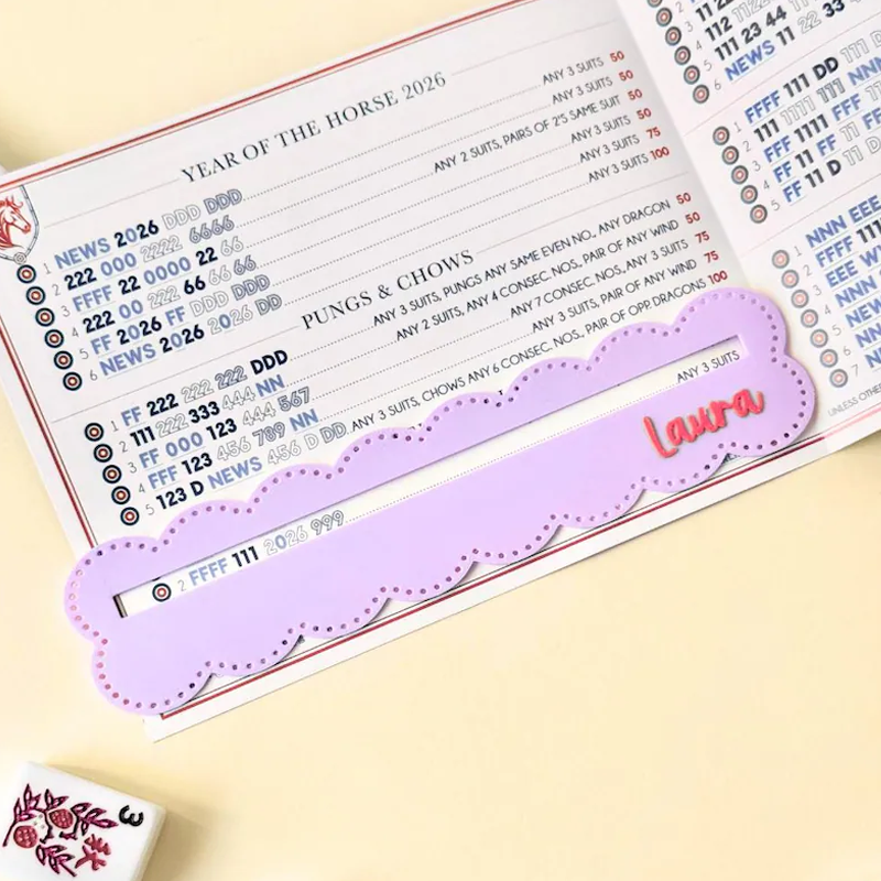 Personalized Mahjong Line Marker Scalloped Custom Mahjong Gift Mahjong Line Reader Custom Mahjong Line Finder Mah Jongg Lover Gift