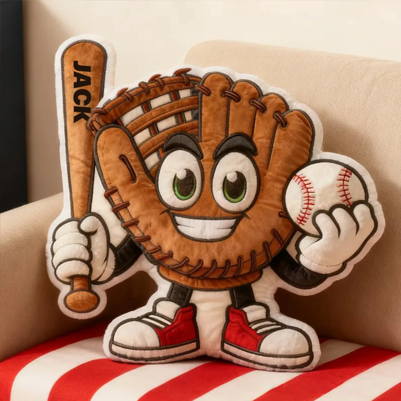 Personalized Baseball Glove Pillow with Custom Name Fun Gift for Baseball Fans