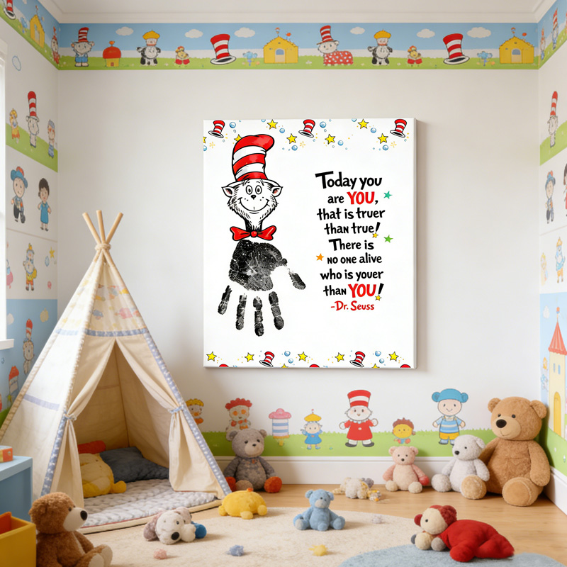 Personalized Kids Room Quote Custom Name Colorful Handprint Nursery Classroom Inspirational Decor Wall Art