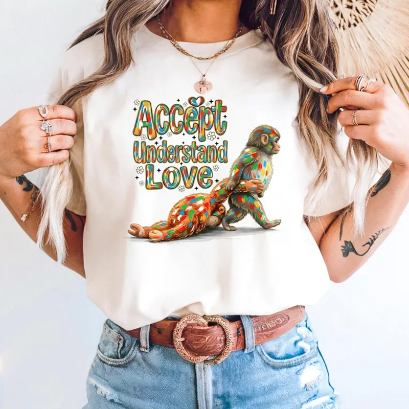 Autism Accept Understand Love Shirt Punch Monkey Awareness Shirt Autism Mom Dad Support Gift