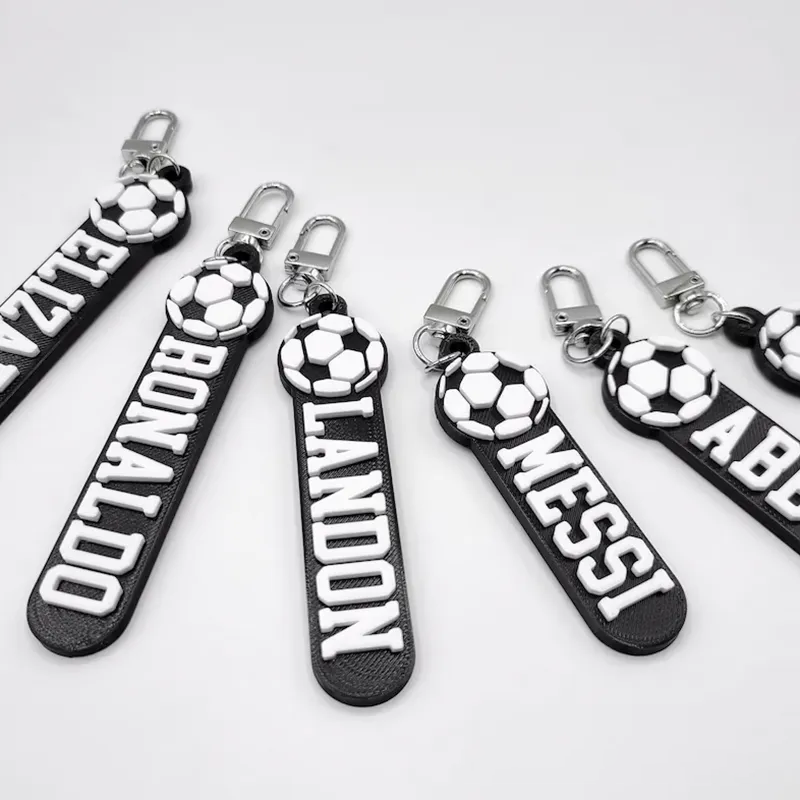 Personalized Soccer Keychain with Custom Name and 3D Soccer Ball Design