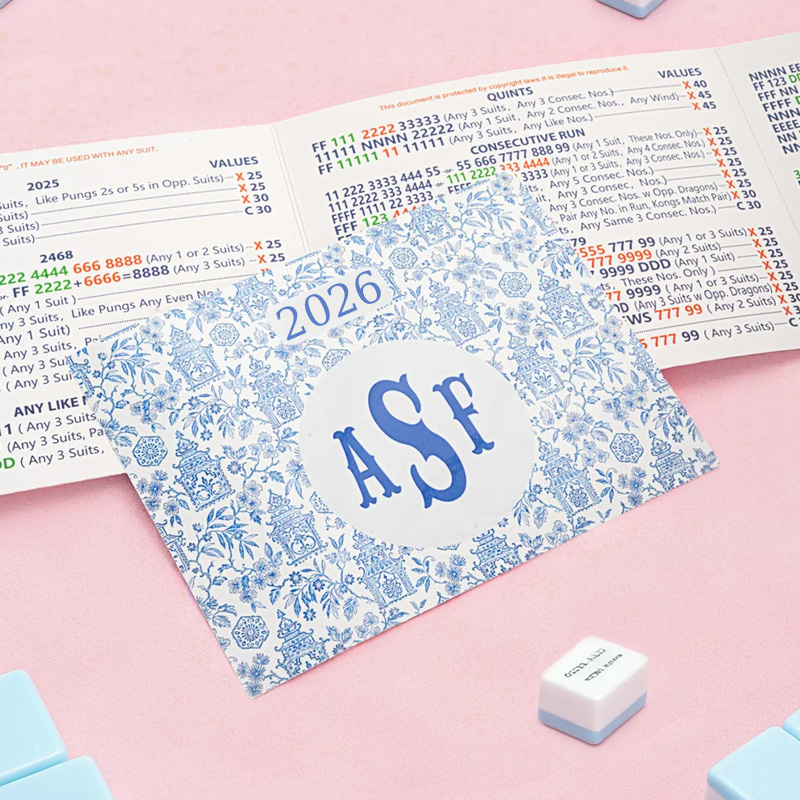 Personalized Chinoiserie Mahjong Tri-fold Card Cover Waterproof Stickers Set with Letters Gift Decor Mahjong Accessory Gift for Mahjong Lovers