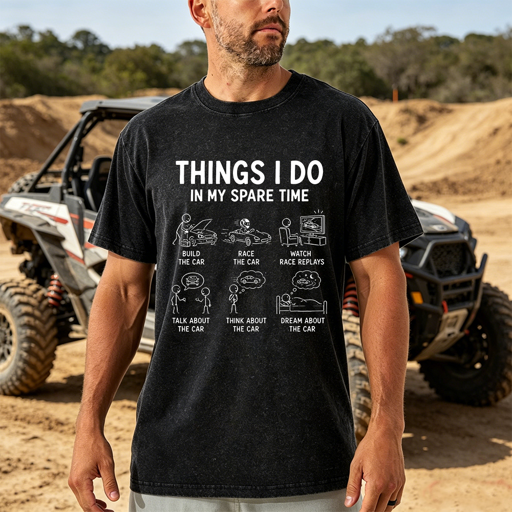 Personalized Funny Car Guy T-Shirt, Things I Do In My Spare Time Build Race Watch Cars Tee, Vintage Wash