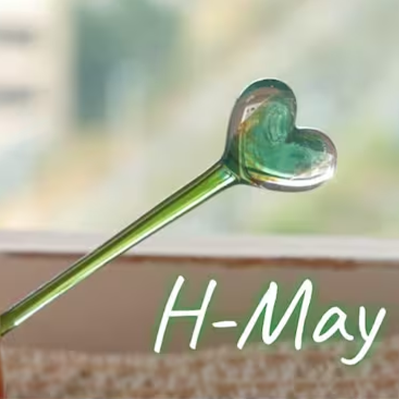 Hand Heart Blown Glass Flower Bouquet with Birth Month Heart & Birthstone – Topper Mother's Day Gift for Her