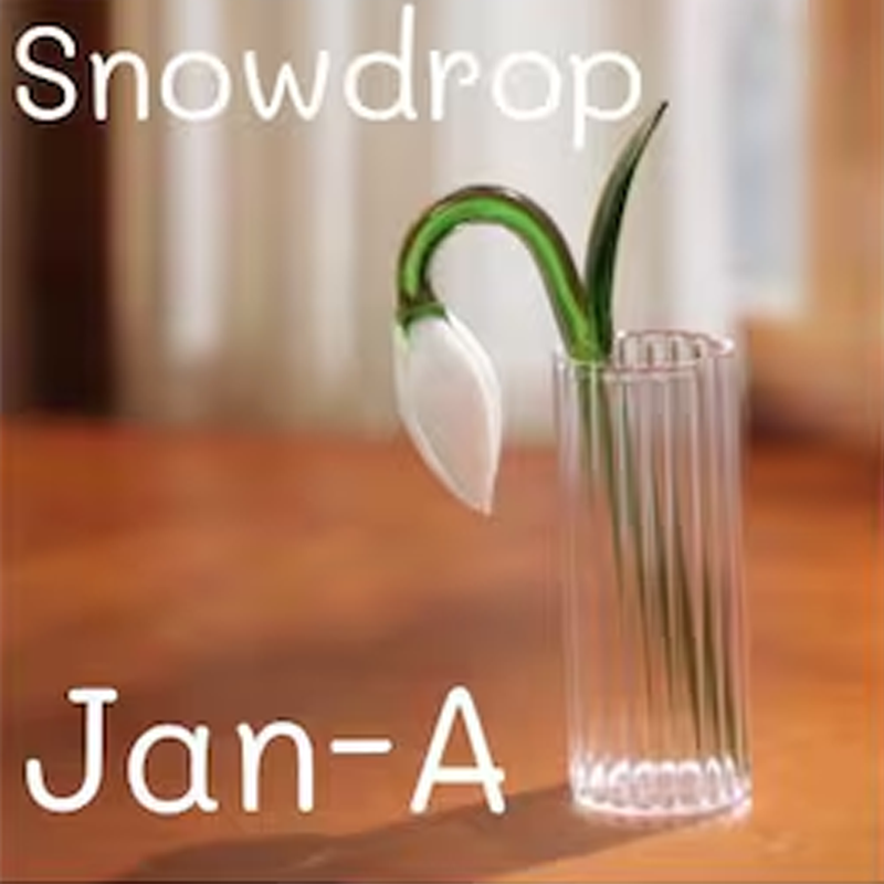 Handmade Pretty Glass Birth Month Flower Snowdrop Rose Larkspur Gift For Mom Family Birth flower Bouquet