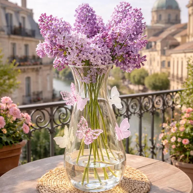 Butterfly Glass Flower Vase Cute Clear Vase Spring Decor for Home Birthday Gift Housewarming Gift Mother's Day Gifts