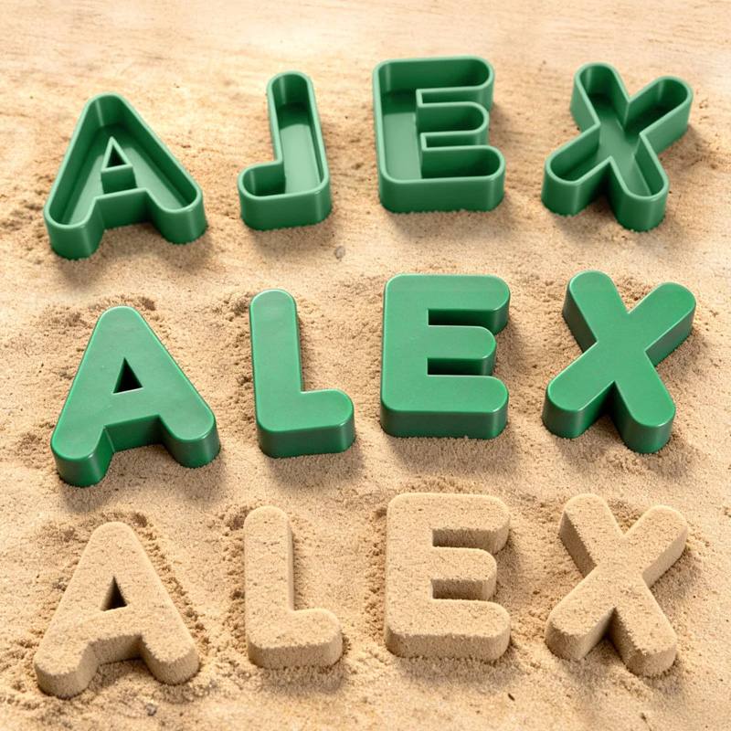 Personalized Multicolor Alphabet 3D Printed Sand Mold Beach Toys Vacation Essentials Birthday Gift for Family Kids