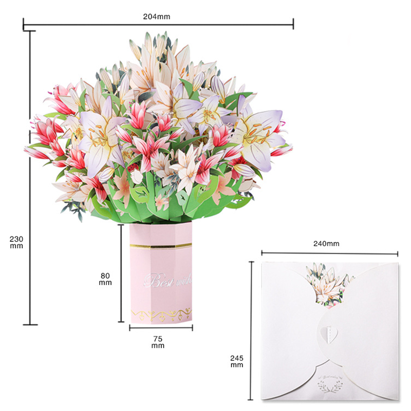3D Pop Up Lily Bouquet Mother’s Day Card for Mom Floral Birthday Gift Birthday Gift for Her
