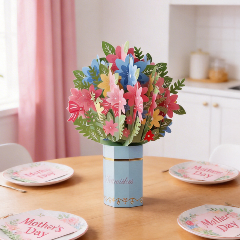 3D Pop Up Cherry Blossoms Bouquet Mother’s Day Card for Mom Floral Birthday Gift Birthday Gift for Her