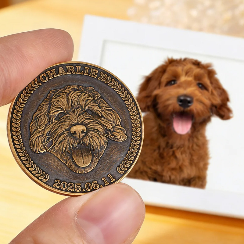 Personalized Pet Photo Memorial Coin with Name and Date Birthday Memorial Day Gift for Pet Owner Friend