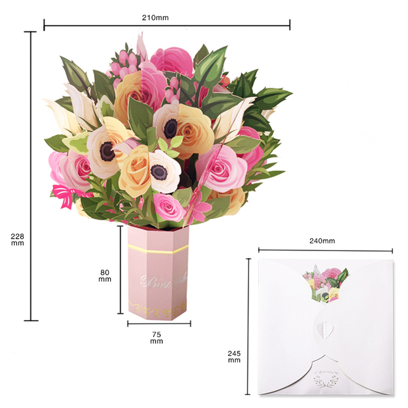 3D Pop Up Rose Bouquet Mother’s Day Card for Mom Floral Birthday Gift Birthday Gift for Her