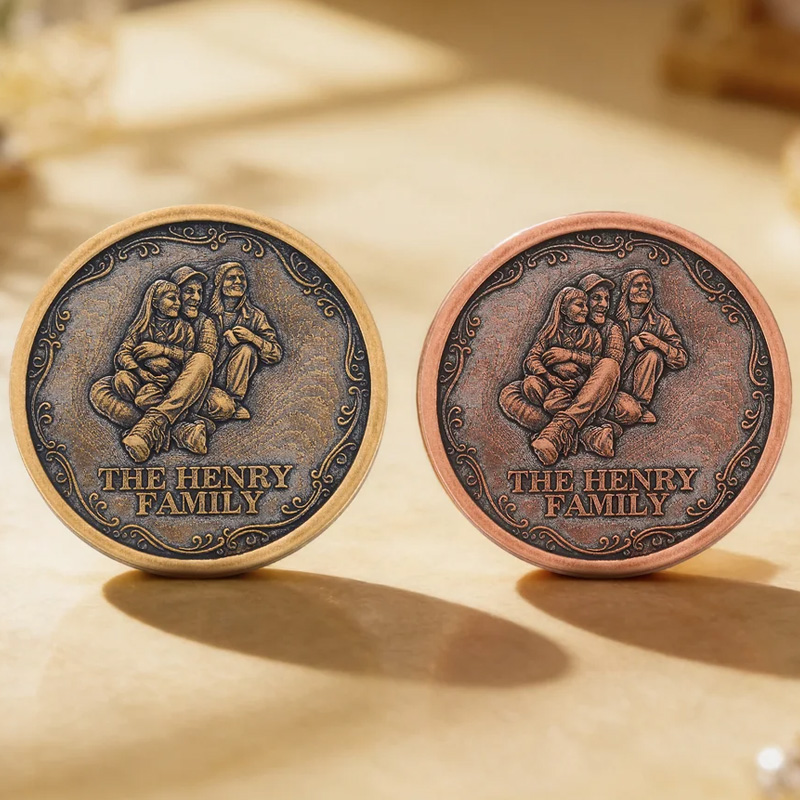 Personalized Family Photo Retro Commemorative Coin with Text Birthday Anniversary Daily Use Gift for Family