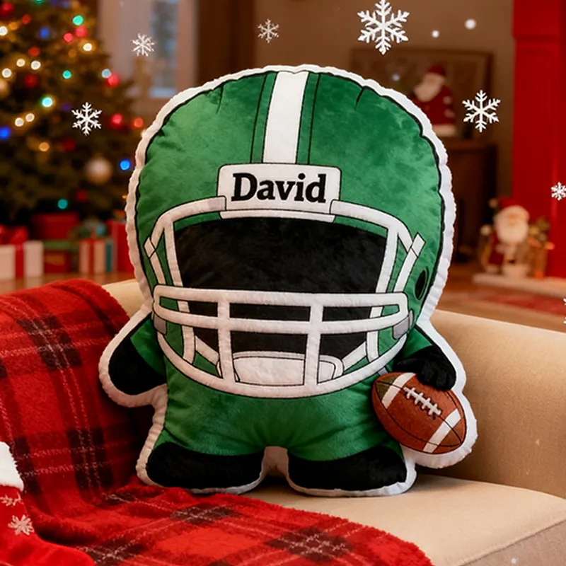 Personalized Football Player Pillow with Custom Name Perfect for Christmas