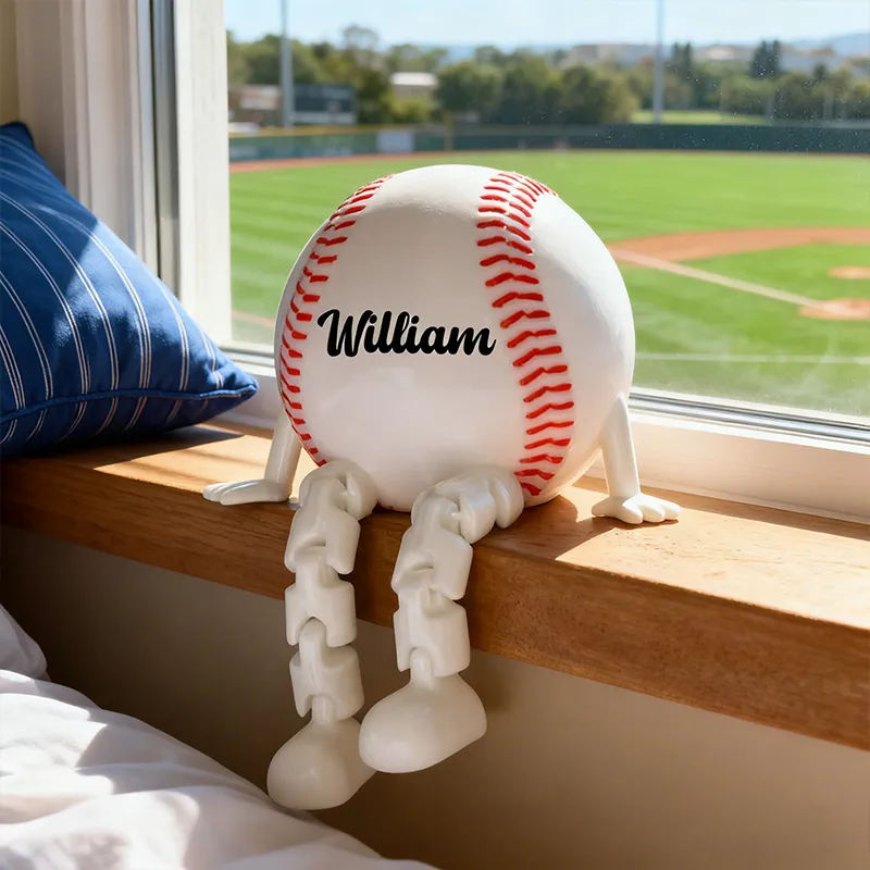 Personalized Baseball Decor with Dangling Legs and Custom Name