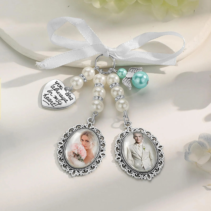 Personalized Wedding Bouquet Photo Pendant Custom Memorial Pendant for Brides Unique Bridal Keepsake to Honor Deceased Loved Ones