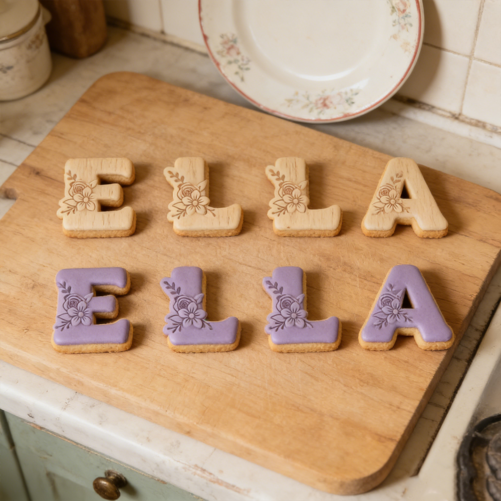 Personalized Floral Letter Cookie Cutter and Alphabet Letter Cookie Molds Perfect for Weddings Engagements Valentines 