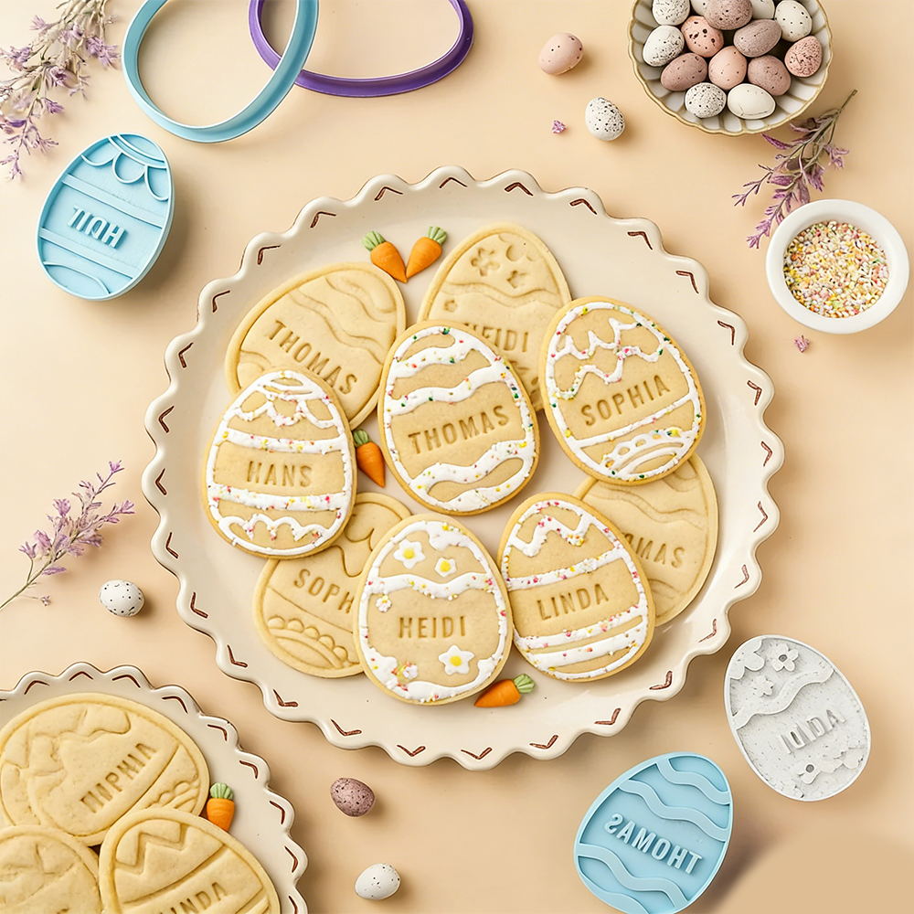 Personalized Easter Egg Name Cookie Cutter Custom Embosser Mold Perfect for Holiday Baking Kids Gifts or Spring Celebrations