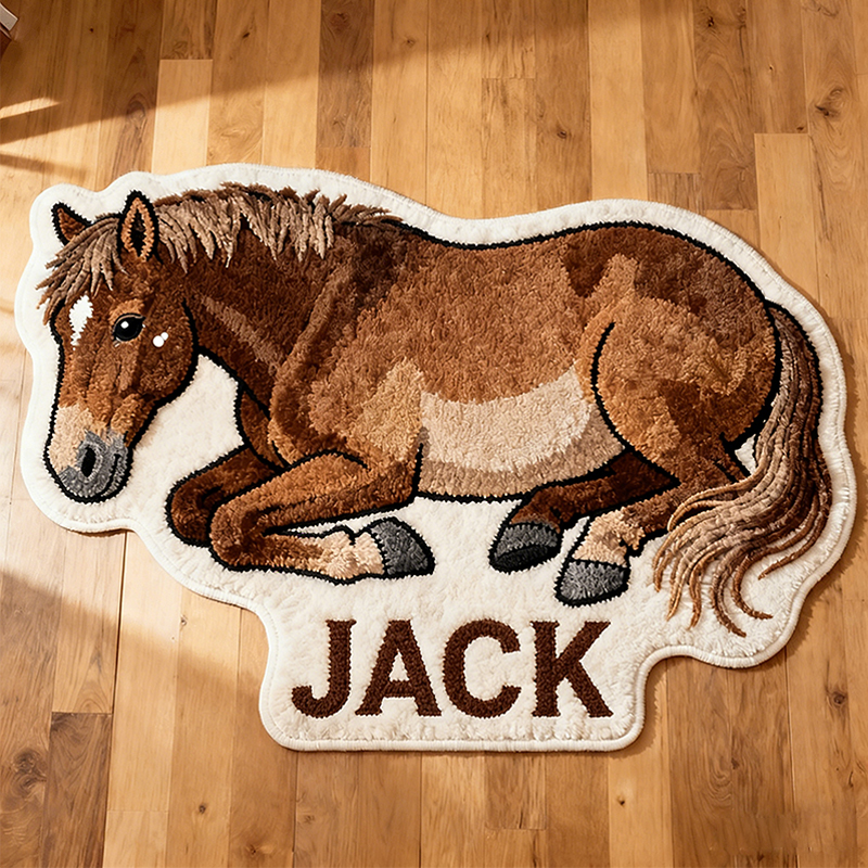 Personalized Equestrian Style Rug Horse Lover Gift for Bedroom or Playroom