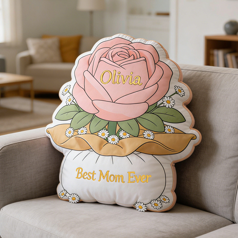 Personalized Rose Flower Best Mom Ever Gift Mothers Day Home Decor Cozy Cushion 3D Print Pillow Mother's Day Gift