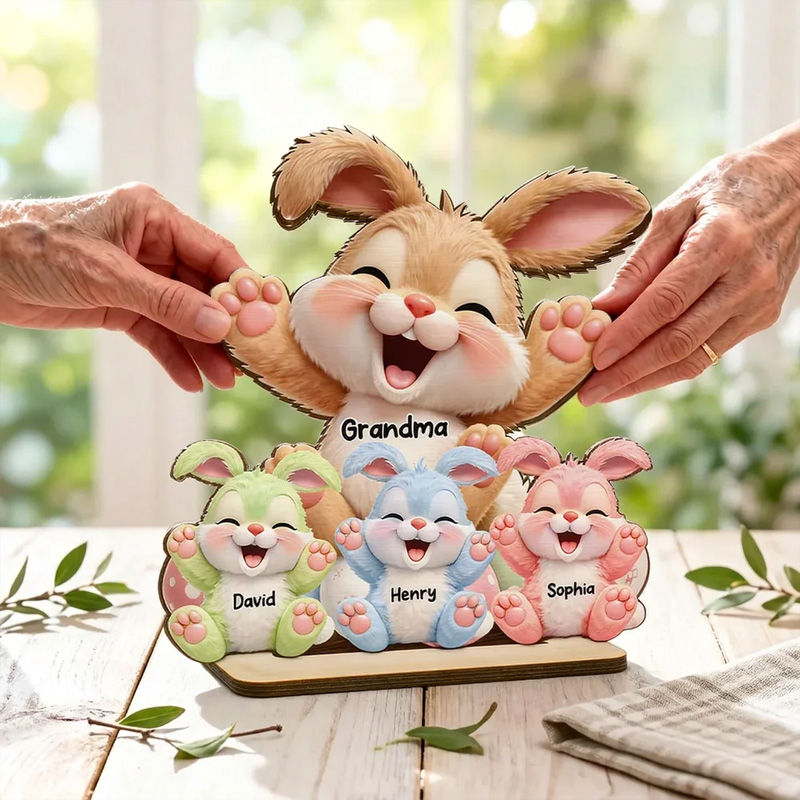 Personalized Cute Easter Bunny Family Name Custom Gift Home Decoration Spring Festival Ornament