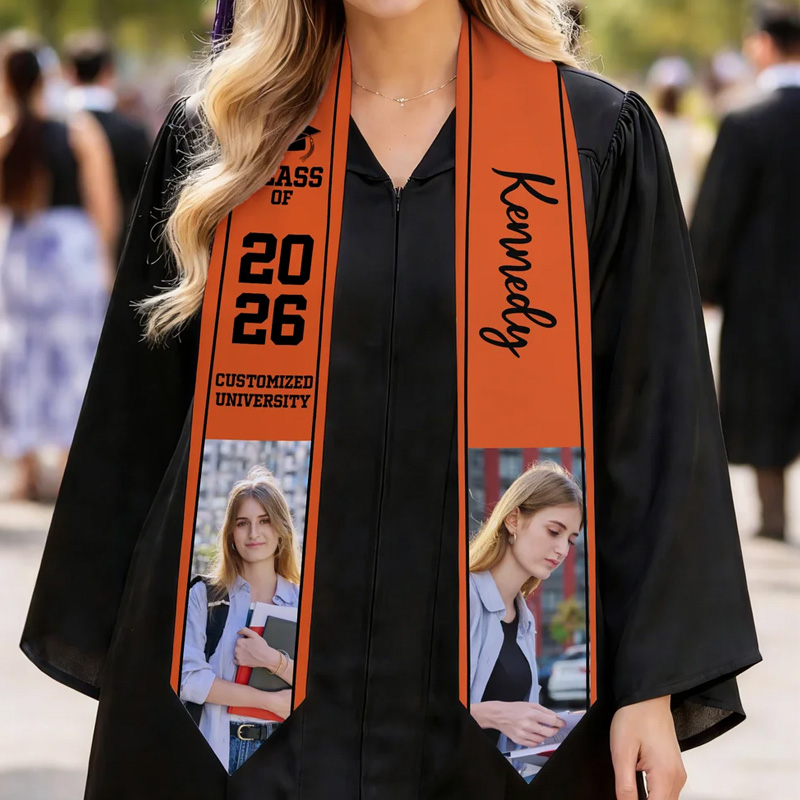 Personalized Multicolor Photo Graduation Sash with Name School and Year Graduation Gift for Class of 2026 Graduates