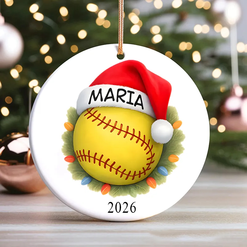 Personalized Sports Themed Christmas Ornament with Custom Name Year and Festive Design