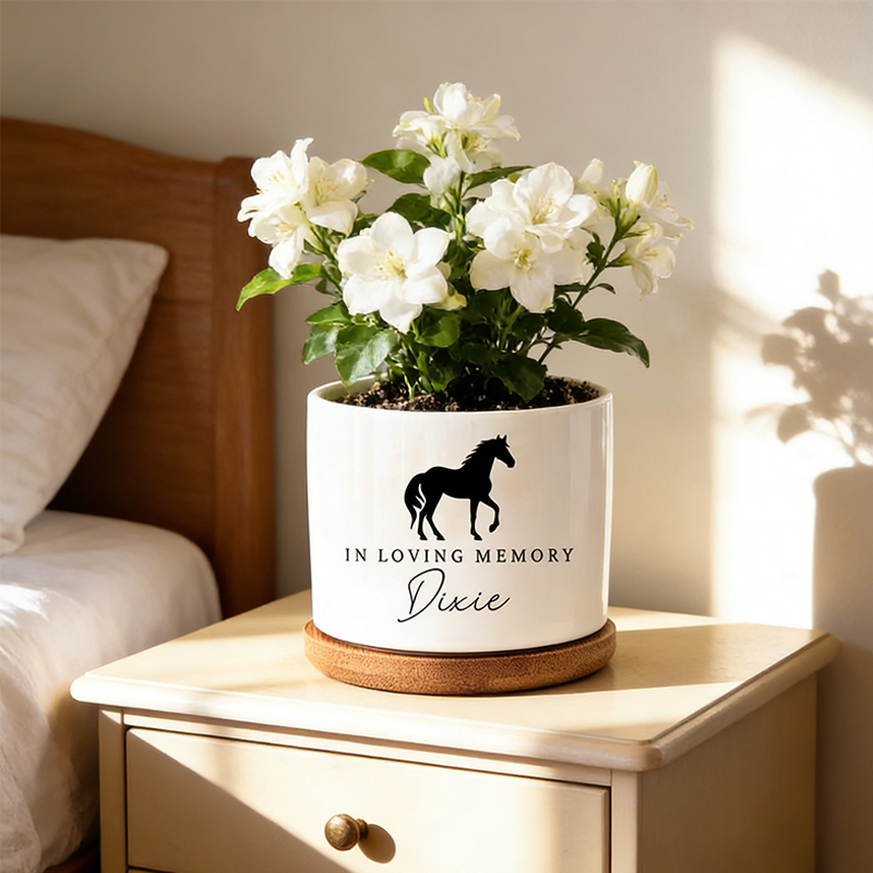 Personalized Equestrian Memorial Plant Pot Custom Memorial Pot for Equestrian Pet Loss