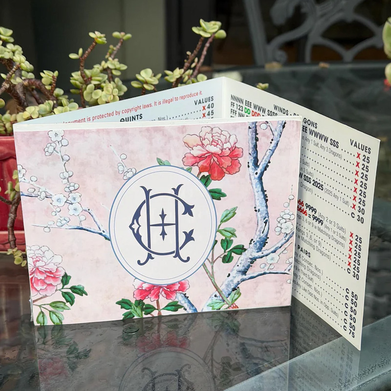 Personalized Name Floral Pattern Gift Custom Player Accessory Table Game Organizer Mahjong Tri Fold Card Holder Gift for Mahjong Lovers