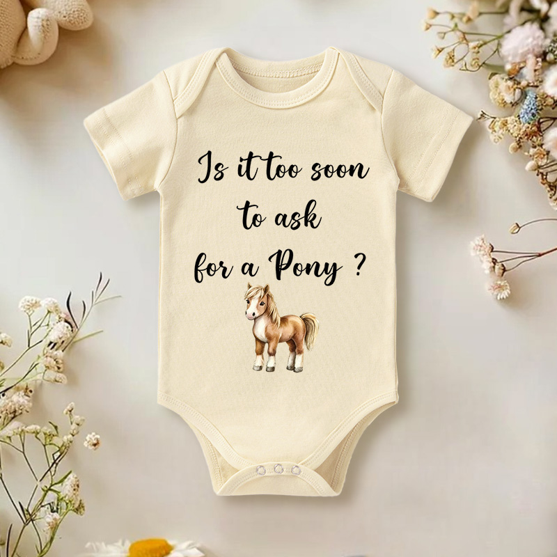 Too Soon to Ask For a Pony Onesie Brand Western Onesie Bodysuit Cowboy Baby Bodysuit Cowgirl Baby Onesie Cute Newborn Outfit