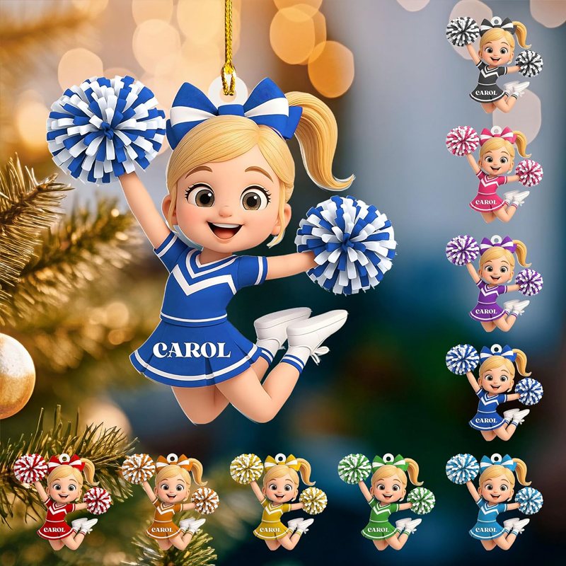 Personalized Acrylic Cheerleader Ornament with Custom Name