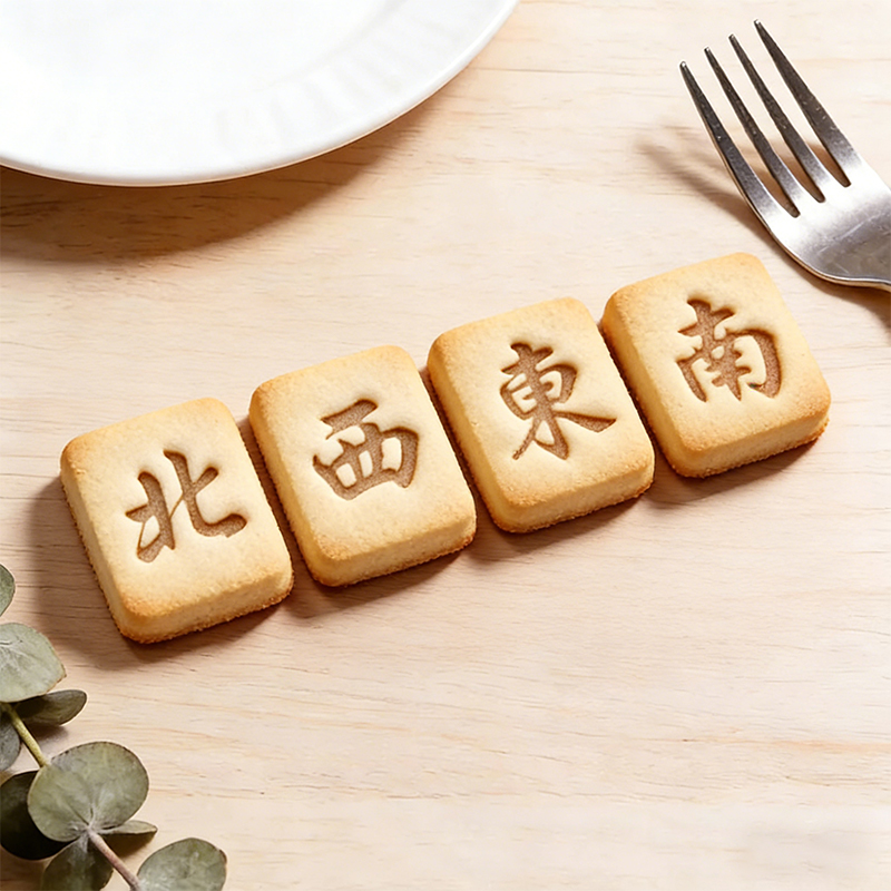 Personalized Mahjong Style Cookie Cutter Custom North South East West Embossed Biscuit Mold for Mahjong Enthusiasts