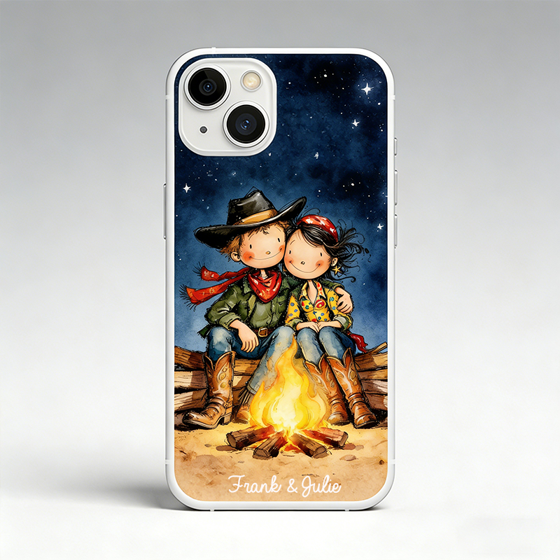Personalized Western Couple Cowgirl and Cow Boy Phone Case Couple Gift Custom Western Couple Gift with Names Valentine's Day Gift