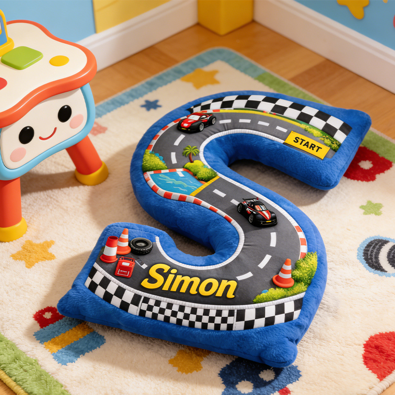 Personalized Letter Racing Pillow with Custom Name Gift for Racing Fans 