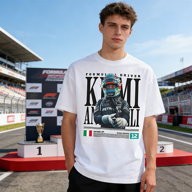 Personalized F1 Racer Graphic T-Shirt Custom Number 12 Racing Tee Gift for Italian F1 Fans and Young Racing Enthusiasts