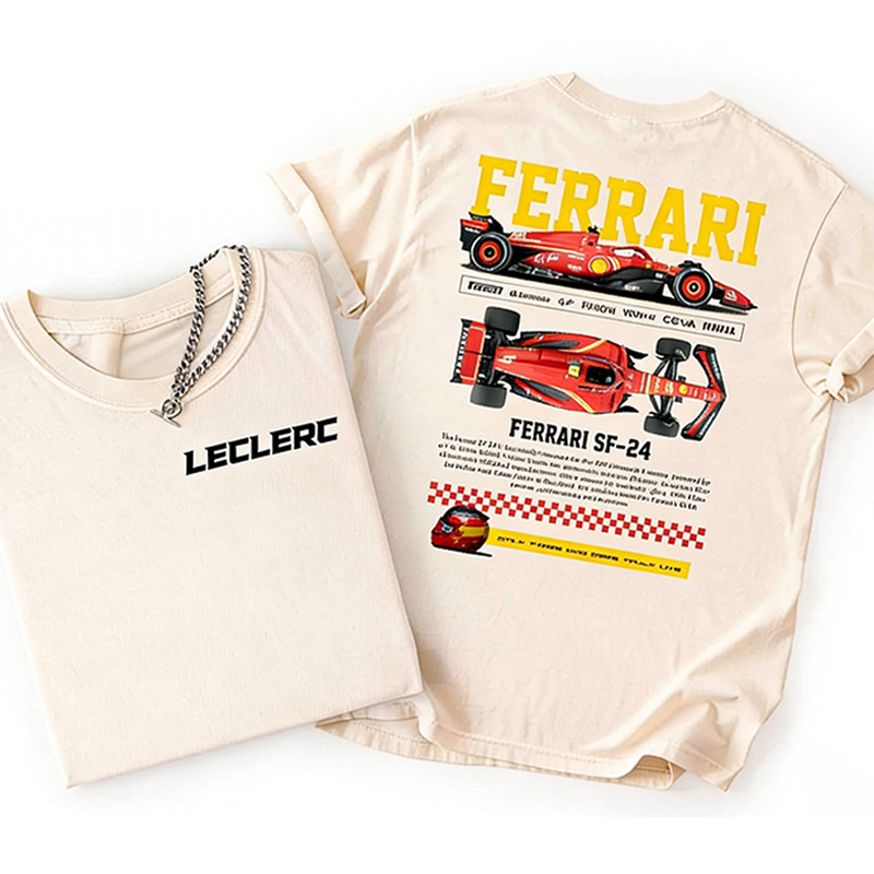 Personalized Leclerc Ferrari SF-24 F1 Racing T-Shirt Formula 1 Fan Gift for Boyfriend and Racing Fans