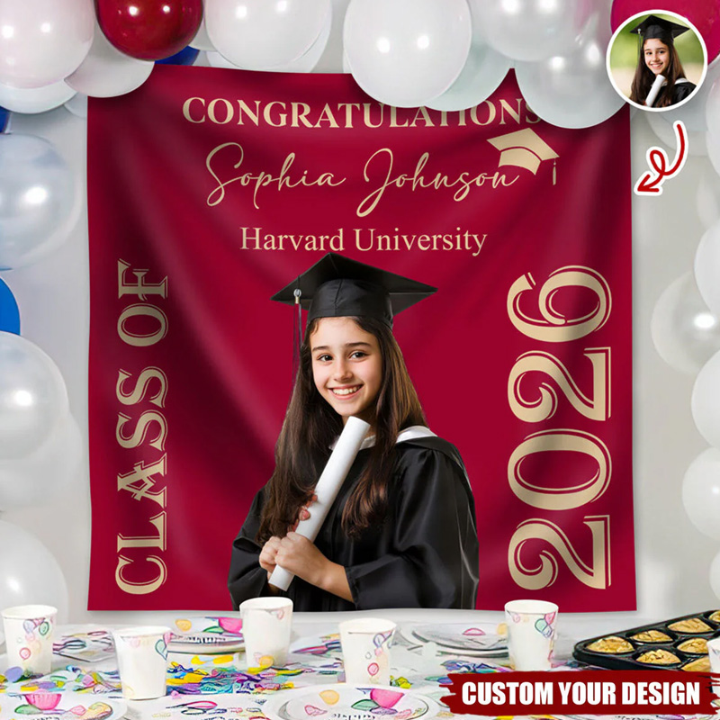 Personalized Photo Congratulations Class Of 2026 Backdrop For Graduation's Day