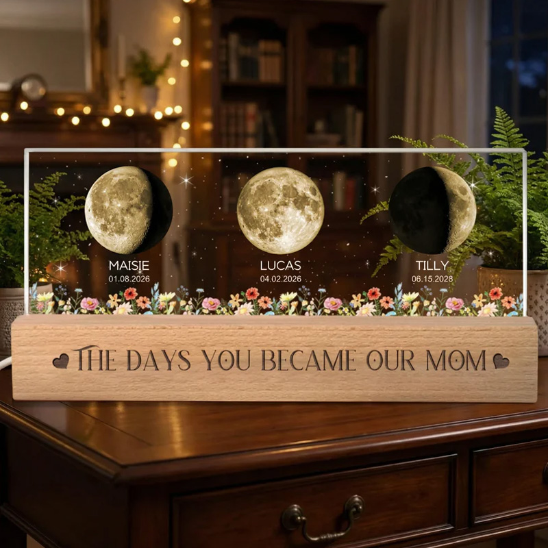 Personalized Moon Phase Lamp Personalized Night Light & Date Keepsake Gift for Mom