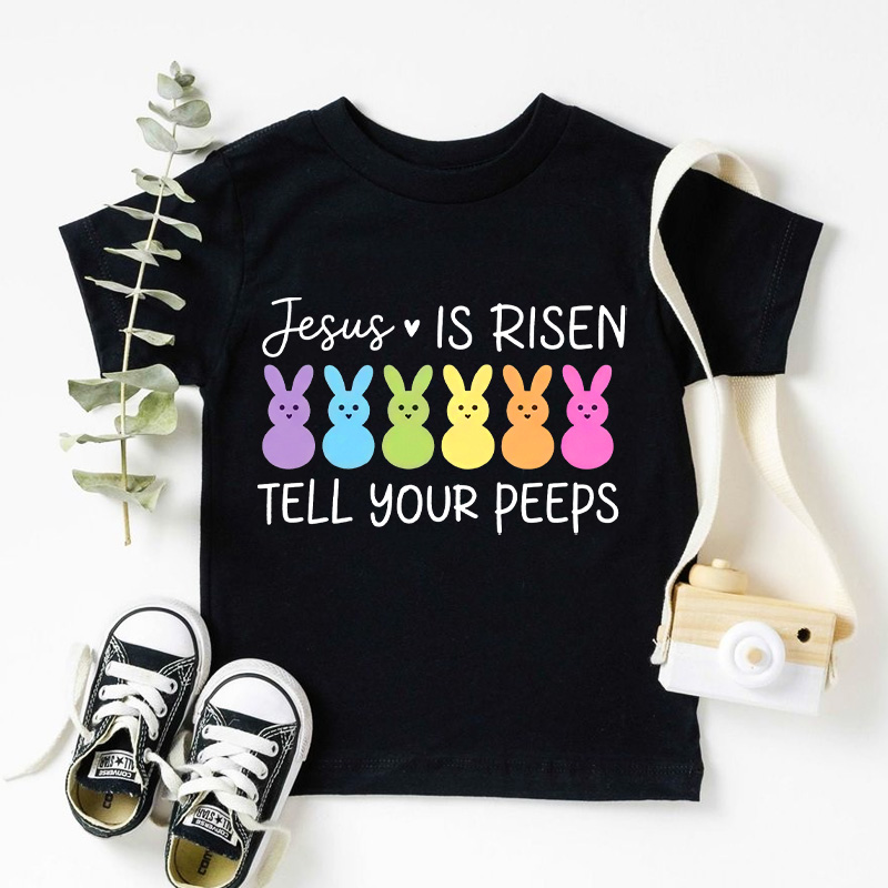 Jesus Is Risen Tell Your Peeps Shirt Funny Easter Kids Shirt Easter Tee Religious Kids Shirt Cute Baseball Shirt