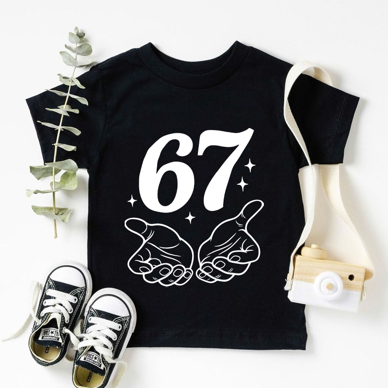 67 Shirt with Name Funny 7th Turning Seven Meme Birthday Gift for Kids Teen Girl Gift