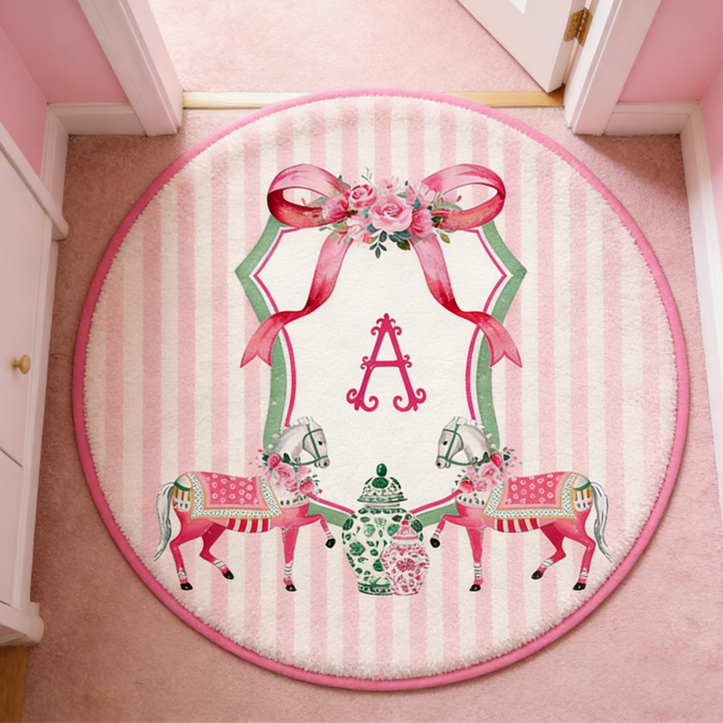 Personalized Monogram Mockingbird Florals Design Doormat Gift for Equestrian Riding Lovers Hourse Lover Gifts