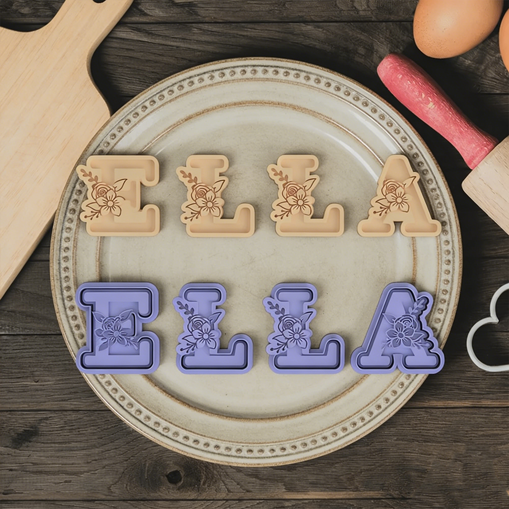 Personalized Floral Letter Cookie Cutter and Alphabet Letter Cookie Molds Perfect for Weddings Engagements Valentines 